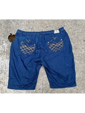 Vintage Apple Bottoms Womens Embroidered Apple Blue Denim Shorts Size 24 NWT